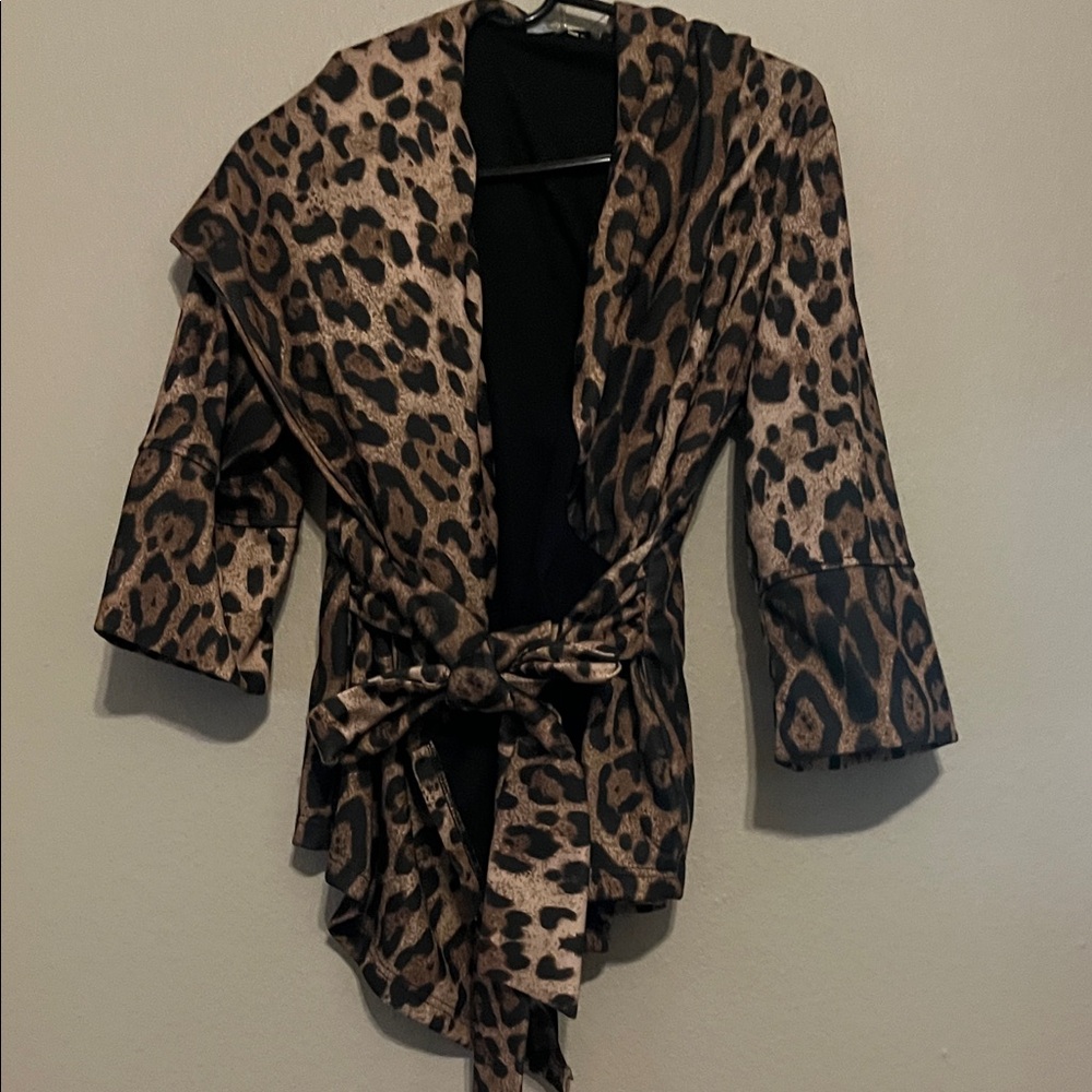 Leopard Print Wrap Jacket - image 2